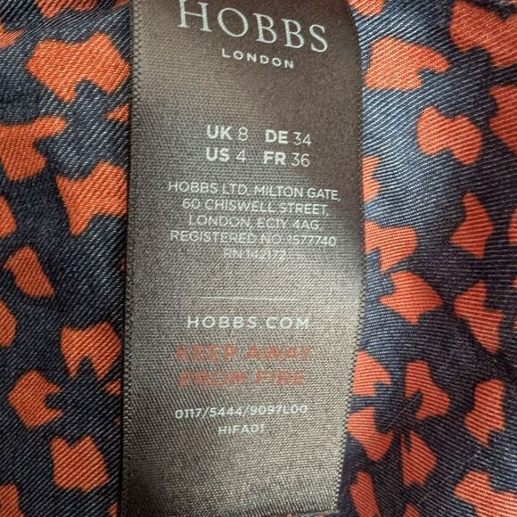 Hobbs Floral Patterned Navy Button-Up Shirt Dress Silk Blend Small - Picture 6 of 16